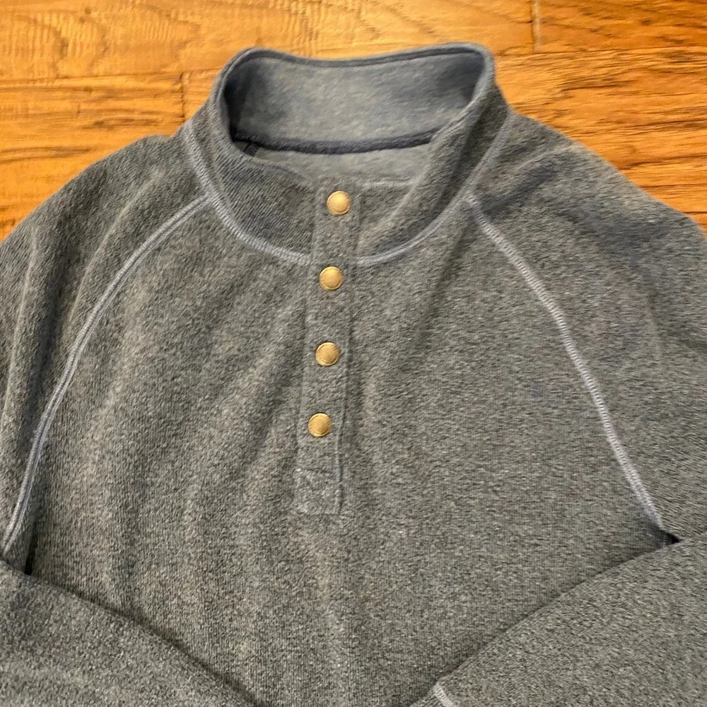 Tommy Bahama Snap Neck Fleece Pullover Mens Blue Heathered Marlin Logo L/S